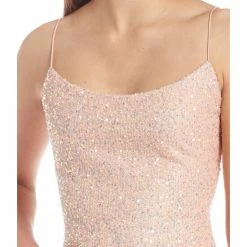 Promo 🥰 B. Darlin Spaghetti-Strap Scoop-Neck Bar Back Sequin Sheath 👗 Dress Blush 😀 -B. Darlin shop unnamed file 815