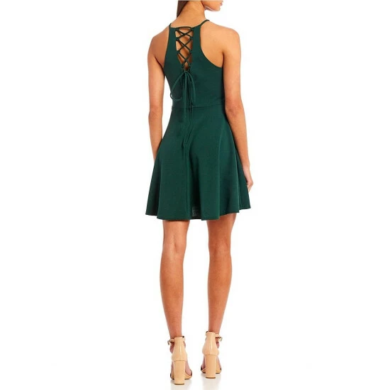 Cheapest π― B. Darlin Sleeveless High Neck Lace-Up Back Scuba Crepe Skater π Dress Hunter π― 4 Cheapest π― B. Darlin Sleeveless High Neck Lace-Up Back Scuba Crepe Skater π Dress Hunter π― - Image 2