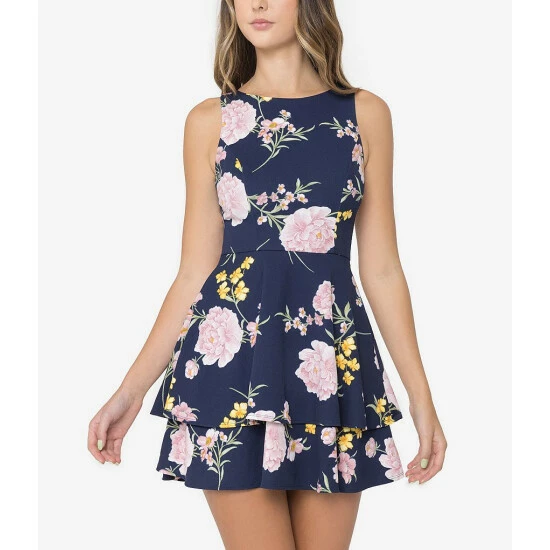 Flash Sale โจ B. Darlin Sleeveless Floral-Printed Fit-And-Flare Double Hem ๐ Dress Blue/multi ๐ 6 Flash Sale โจ B. Darlin Sleeveless Floral-Printed Fit-And-Flare Double Hem ๐ Dress Blue/multi ๐ - Image 4