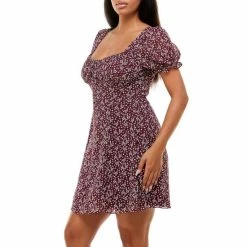 Deals ⭐ B. Darlin Short Ruffle Sleeve Floral 👗 Dress Wine/off White 🧨 -B. Darlin shop unnamed file 921