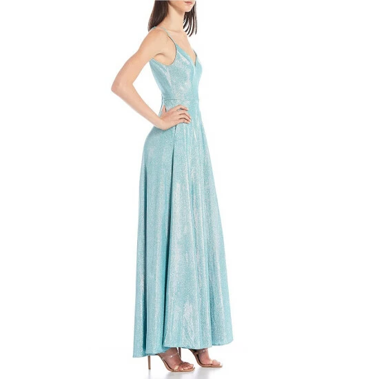 Wholesale ๐ B. Darlin Spaghetti-Strap V-Neck Pleated ๐ Skirt Sheri Shine Glitter Ball Gown Seafoam/silver ๐งจ 5 Wholesale ๐ B. Darlin Spaghetti-Strap V-Neck Pleated ๐ Skirt Sheri Shine Glitter Ball Gown Seafoam/silver ๐งจ - Image 3