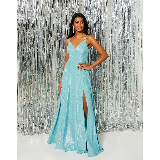 Wholesale ๐ B. Darlin Spaghetti-Strap V-Neck Pleated ๐ Skirt Sheri Shine Glitter Ball Gown Seafoam/silver ๐งจ 7 Wholesale ๐ B. Darlin Spaghetti-Strap V-Neck Pleated ๐ Skirt Sheri Shine Glitter Ball Gown Seafoam/silver ๐งจ - Image 5