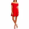 Coupon 🤩 B. Darlin Off-The-Shoulder Scalloped Scuba Crepe Fit-And-Flare Flounce Hem 👗 Dress Bright Red ✨ -B. Darlin shop unnamed file 990